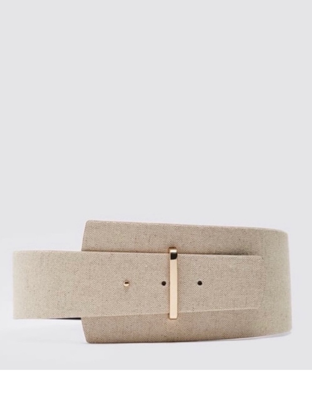 Zara Wide Beige Fabric Belt with Gold Toggle Buckle size 85 (US size 34)